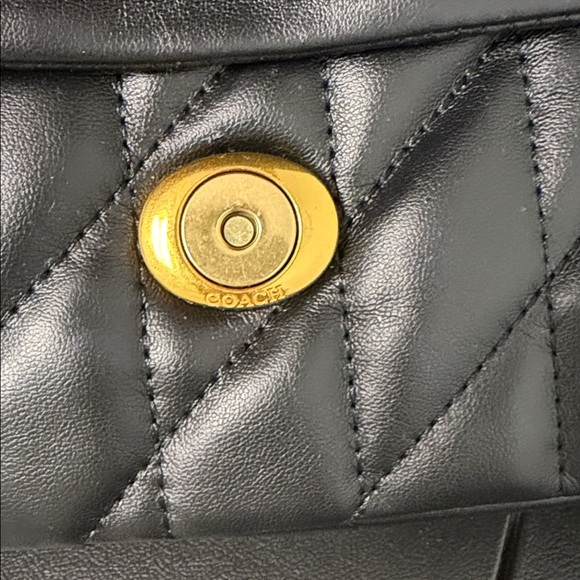Coach Quilted Black Leather Crossbody with Gold Chain - Picture 3 of 4